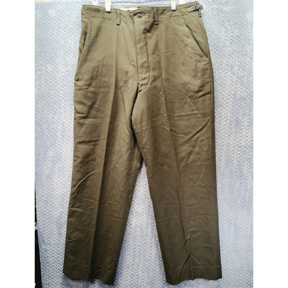 Vintage US Army M-1951 Wool Field Trousers Olive Drab Military Pants Medium Reg